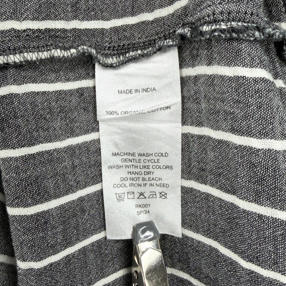 QUINCE Organic Cotton Gauze Maxi Dress Large Black Striped Tiered Sleeveless - Picture 10 of 16